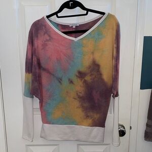 White Birch Multicolor Tie-Dye Long Sleeve Top